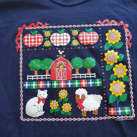 VTG 1994 Endless Designs Barn & Apples Grandma T-Shirt Large Made in USA Jerzees - Picture 2 of 6